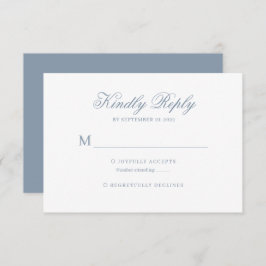 Dusty Blue Klassieke Kalligrafie Script Bruiloft R RSVP Kaartje