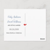 Dusty blue kleurenblokbruiloft Sla de datumfoto op Briefkaart (Achterkant)