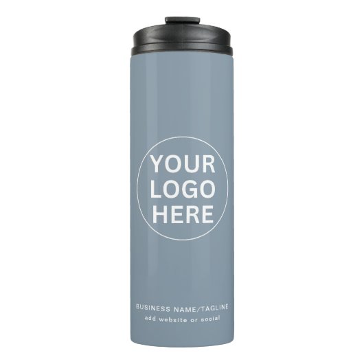 Dusty Blue l Promotionele Zakelijke Logo & Tekst Thermosbeker (Voorkant)