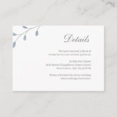 Dusty Blue laat minimalistische bruiloft hoteldeta Informatiekaartje (Voorkant)