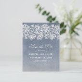 Dusty Blue  Lace Save the Date Aankondigingskaart (Staand voorkant)