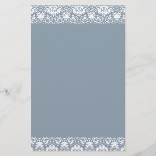 Dusty. Blue Lacy Damask Border Briefpapier (Voorkant)