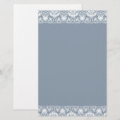 Dusty. Blue Lacy Damask Border Briefpapier (Voorkant / Achterkant)