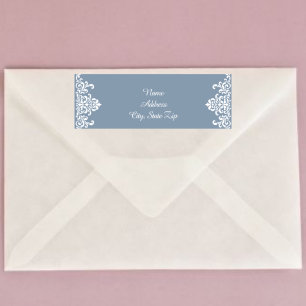 Dusty Blue Lacy Damask Etiket