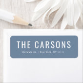Dusty Blue Large Lettering Retour Address Label (Insitu)