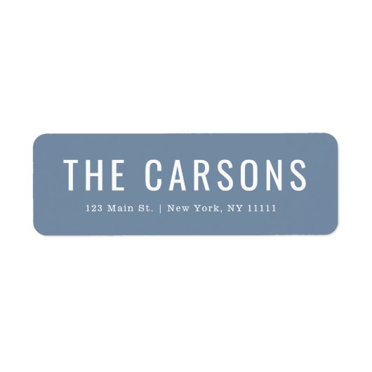 Dusty Blue Large Lettering Retour Address Label (Voorkant)