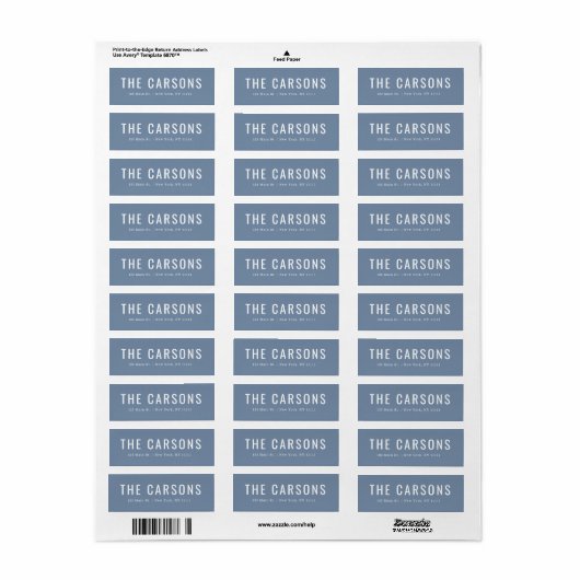 Dusty Blue Large Lettering Retour Address Label (Full Sheet)