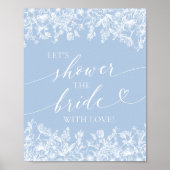 Dusty Blue Laten we de bruid douchen met liefdesbo Poster (Voorkant)