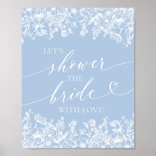 Dusty Blue Laten we de bruid douchen met liefdesbo Poster (Voorkant)