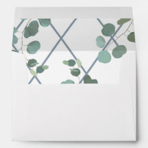 Dusty Blue Lattice en Greenery Lined Envelope