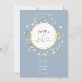 Dusty Blue Laurel Garland Greenery Wedding Kaart