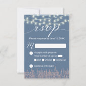Dusty Blue Lavender Floral Rustic Wedding RSVP (Voorkant)