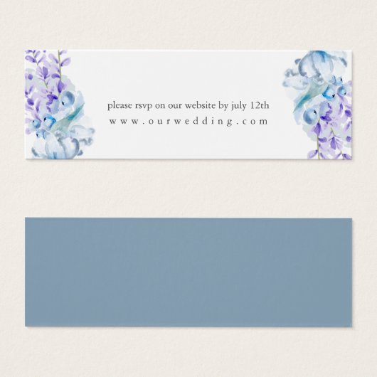 Dusty Blue Lavender Floral Wedding Website RSVP Mini Visitekaartjes (Voorkant /achterkant)