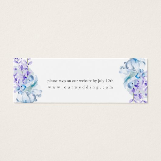 Dusty Blue Lavender Floral Wedding Website RSVP Mini Visitekaartjes (Voorkant)