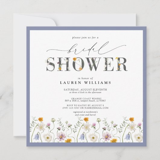 Dusty Blue Lavender Wildflower Vrijgezellenfeest Kaart (Voorkant)