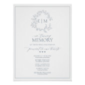 Dusty Blue Leafy Crest Monogram in liefhebbend geh Perfect Poster (Voorkant)