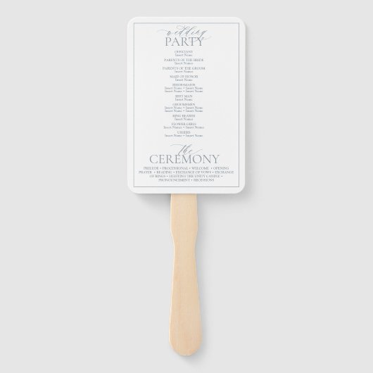 Dusty Blue Leafy Crest Monogram Weddenschap Handwaaier (Achterkant)