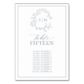 Dusty Blue Leafy Crest Monogram Weddenschap Kaart (Voorkant)