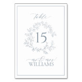 Dusty Blue Leafy Crest Monogram Weddenschap Kaart (Voorkant)
