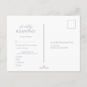 Dusty Blue Leafy Crest Monogram Weddenschap RSVP Uitnodiging Briefkaart (Achterkant)