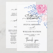 Dusty Blue Leaves Blush Pink Wedding Ceremony (Voorkant / Achterkant)