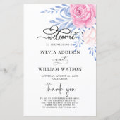 Dusty Blue Leaves Blush Pink Wedding Ceremony (Voorkant)