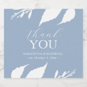 Dusty Blue Leaves Champagne Wedding Stickers (Enkel label)