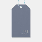 Dusty Blue Leaves en Berries Wedding Favor Labels Cadeaulabel (Achterkant)