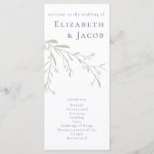 Dusty Blue Leaves en Berries Wedding Programme (Voorkant)