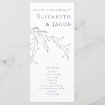 Dusty Blue Leaves en Berries Wedding Programme