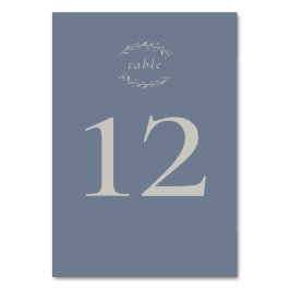 Dusty Blue Leaves en Berries Wedding Table Number Kaart
