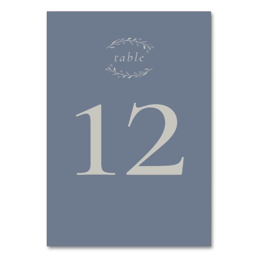Dusty Blue Leaves en Berries Wedding Table Number Kaart (Achterkant)