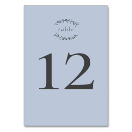 Dusty Blue Leaves en Berries Wedding Table Number Kaart