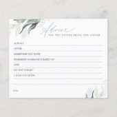 Dusty Blue Leaves Greenery Elegant Advice Kaart (Voorkant)