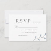 Dusty Blue Leaves Minimalist Wedding RSVP Kaart (Voorkant)