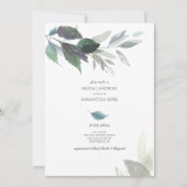 Dusty Blue Leaves Waterverf Vrijgezellenfeest Kaart (Voorkant)