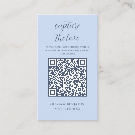 Dusty Blue | Leg de Love QR-code vast Informatiekaartje (Voorkant)