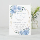 Dusty Blue Light Floral Gold Vrijgezellenfeest Kaart (Staand voorkant)