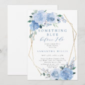 Dusty Blue Light Floral Gold Vrijgezellenfeest Kaart (Voorkant / Achterkant)