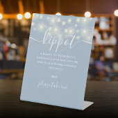 Dusty Blue Lights Joodse bruiloft Kippot Yarmulke Reclamebord Met Voetstuk