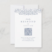 Dusty Blue   Lijst Classic QR Code RSVP Kaartje (Voorkant)