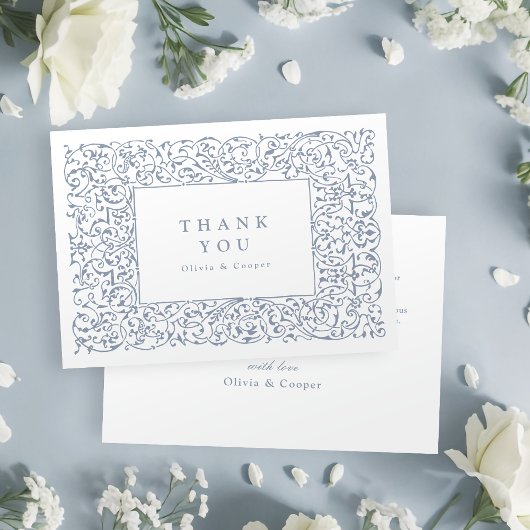 Dusty Blue   Lijst Classic Wedding Bedankkaart