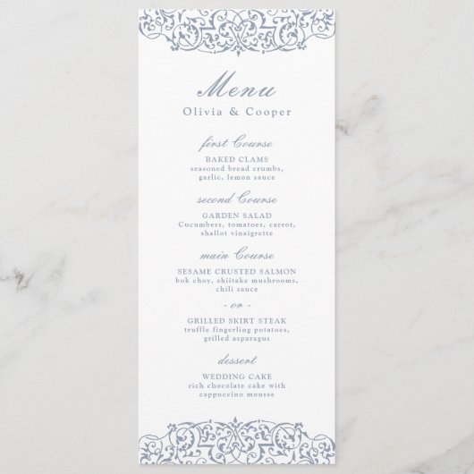 Dusty Blue   Lijst Classic Wedding Menu (Voorkant)