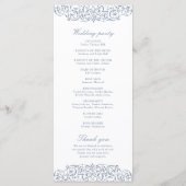 Dusty Blue   Lijst Classic Wedding Programmakaart (Achterkant)