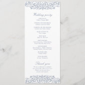Dusty Blue   Lijst Classic Wedding Programmakaart (Achterkant)