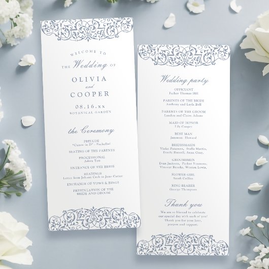 Dusty Blue   Lijst Classic Wedding Programmakaart