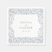 Dusty Blue Lijst Classic Wedding Servet (Voorkant)