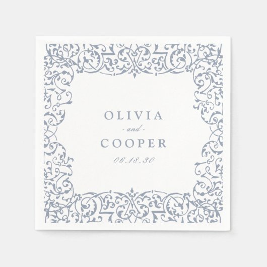 Dusty Blue   Lijst Classic Wedding Servet (Voorkant)