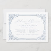 Dusty Blue  Lijst Elegant repetitie diner Kaart (Voorkant)