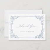 Dusty Blue Lijst Elegant Script Bedankkaart (Voorkant)